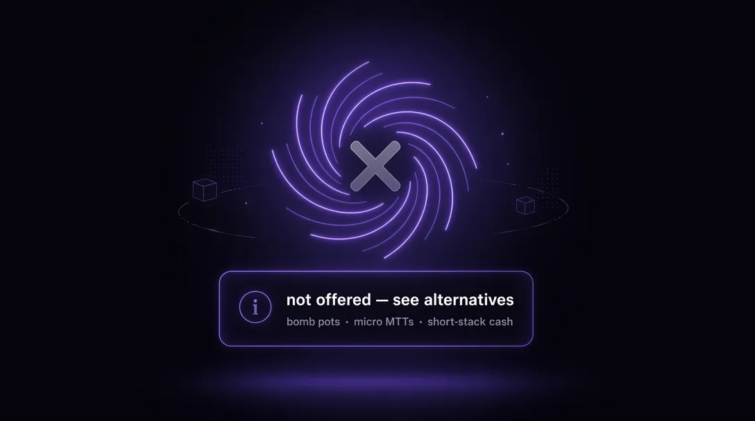 Spin & Go format context on ClubGG: not offered on any Deep union, alternatives listed